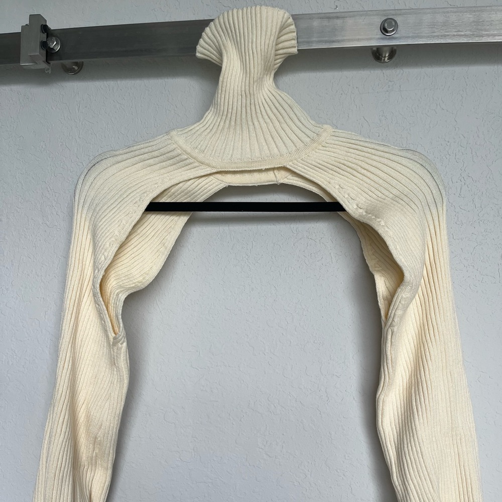 Cream Sweater High Crop Top